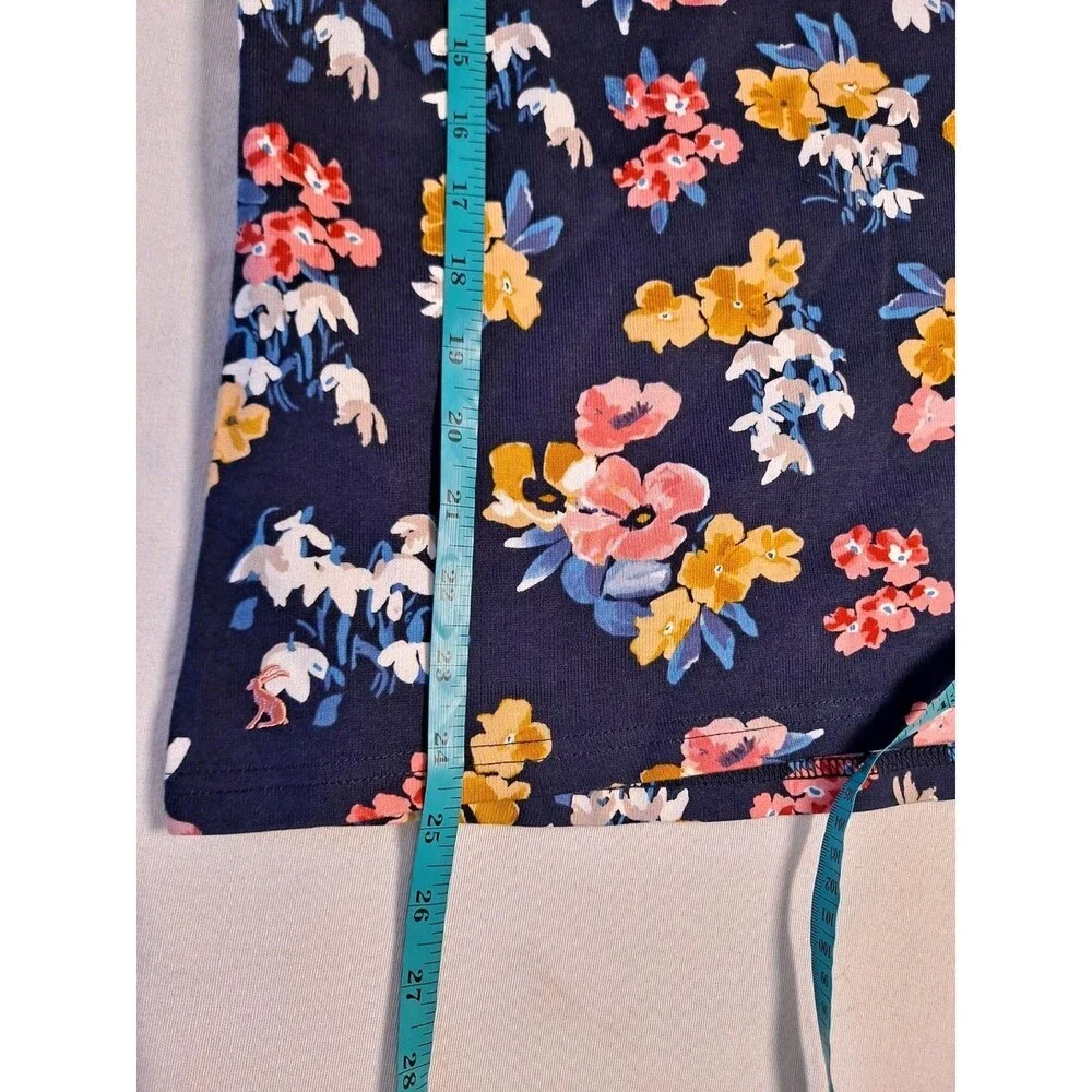Joules Women's Harbour Print Knit Top Size 6 Long Sleeve Navy Floral 100% Cotton